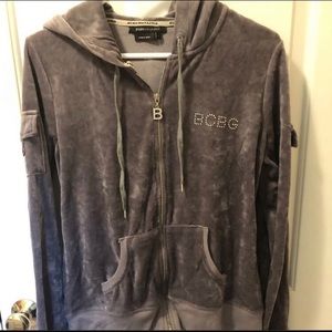 BCBG Jr’s gray velour zip up hoodie. EUC